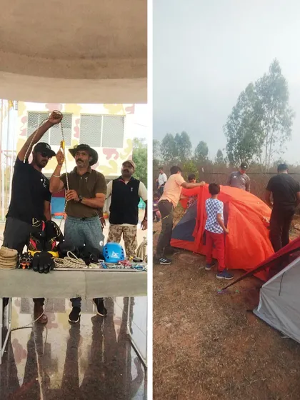 A collage from our Hyderabad workshop, showing participants learning about gear and how to pitch a tent. These practical skills are crucial for any high-altitude expedition.