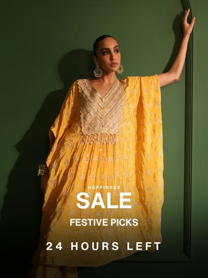 Your urgent reminder that the Happiness Sale is on. This vibrant yellow kaftan is one of my top festive picks, and it’s flying off the shelves. It’s comfy enough for all day wear but chic enough for any party.