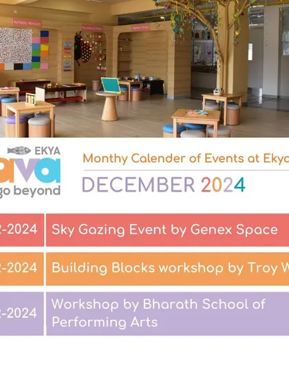 My December calendar of events, featuring a Sky Gazing night, a Building Blocks workshop, and a Performing Arts extravaganza. I partner with experts to bring unique and engaging experiences to our community.
