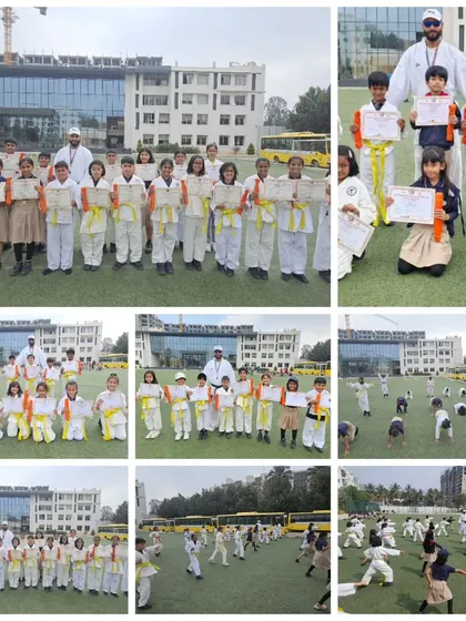 More scenes from our outdoor belt graduation. We celebrate students of all ages as they advance to their next level, from yellow belts to more advanced ranks.