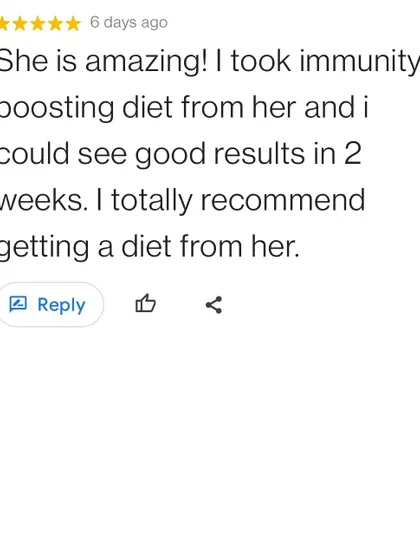 This client's feedback after just two weeks on an immunity boosting plan made my day. Seeing tangible results like this is why I do what I do, and it shows how a customized diet can make a real difference.