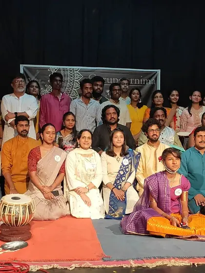 The full group of performers and guests at our Gurupoornima concert. It takes a village to support these young artists, and I am grateful for ours.