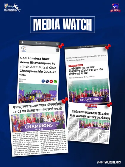 Our club's name in the news, celebrating our title as champions of India.