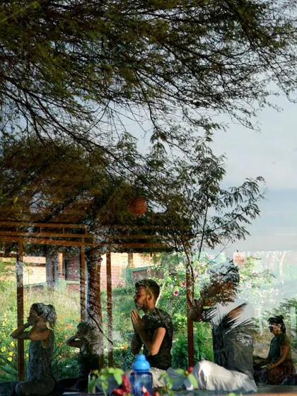 A double exposure captures the reflective mood of meditation, blending the inner world of practice with the outer world of nature. It is not what you look at, but what you see.