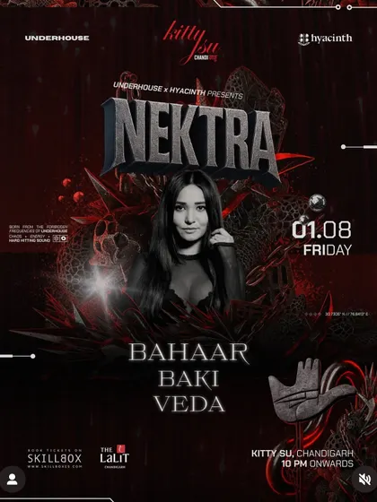 Bringing the hard energy to Kitty Su, Chandigarh. This poster for Nektra promised a hardcore night.