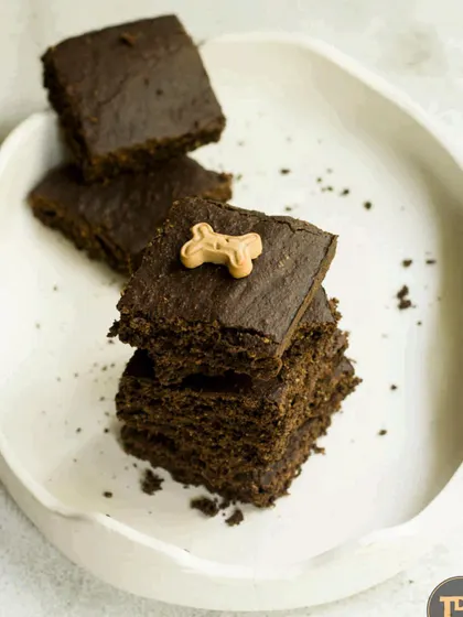 Treat yo' self, and treat your pup too! These are my dog-friendly brownies, made with rich carob powder instead of chocolate. They are completely safe and totally delicious, so no more sad puppy eyes on dessert night.