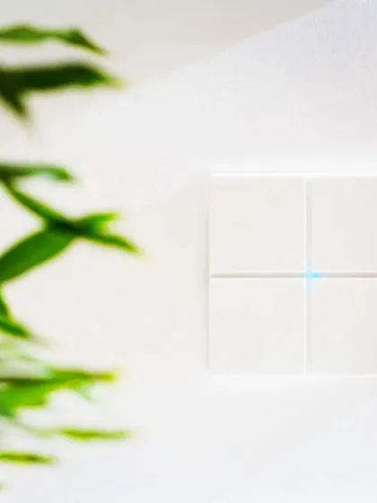 Another example of our minimalist touch panel design. The simple four-button interface provides powerful control without cluttering the wall, maintaining a serene and modern aesthetic.