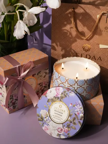 Our luxurious three-wick candle in Bulgarian Lavender, presented in its beautifully designed tin and gift box. Complete with a gift bag, it's the perfect ready-to-give present for any fragrance lover.