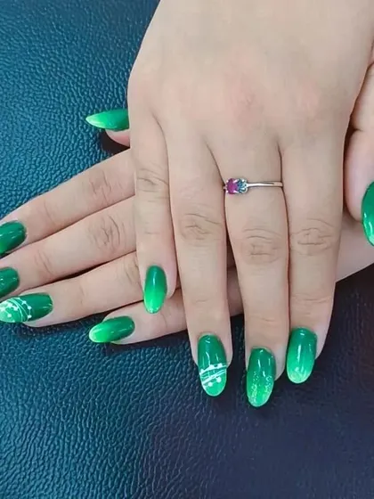 A final look at this student's completed nail art project, demonstrating the quality and creativity we nurture in our courses.