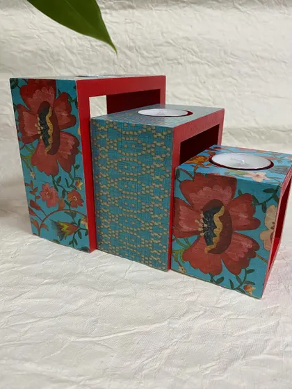 This set of three stackable candle holders makes a wonderful gift for any occasion.