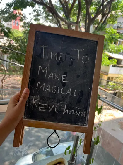 "Time to make magical keychains". Our beading station is always a popular choice for both workshops and parties.