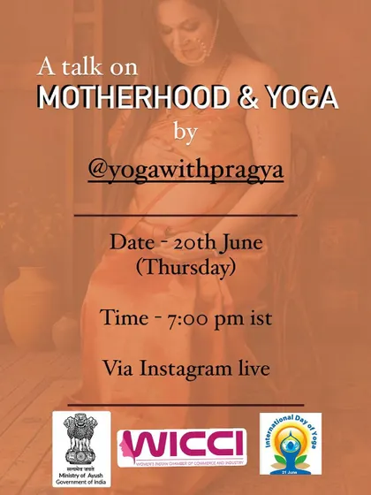 This is an announcement for a talk I gave on Motherhood and Yoga. I often share my knowledge on how women can continue their practice safely and effectively after giving birth, addressing common questions and concerns.
