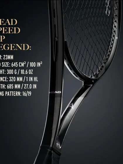 A detailed look at the specs for the Head Speed MP Legend. This version is slightly lighter at 300g with a 16/19 string pattern, offering a great blend of power and control for a wider range of competitive players.