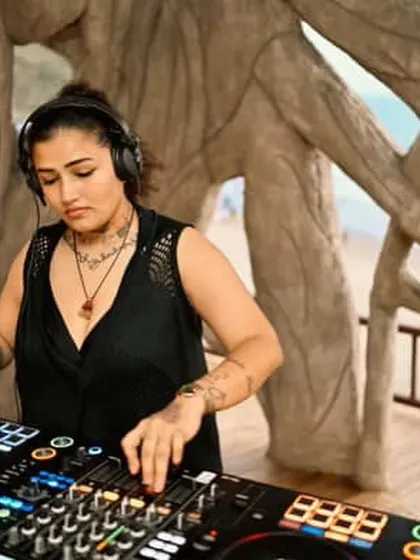 Focused on the mix at Clara, Goa, with the beach in the background.