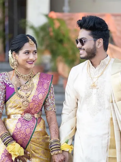 The couple enjoying a walk after their ceremony.