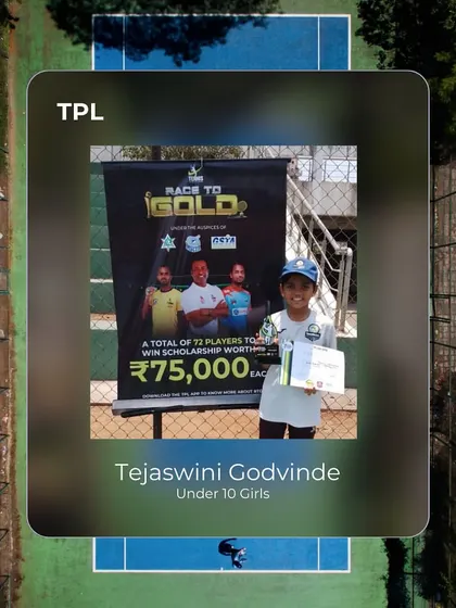 Tejaswini Godvinde wins the U-10 singles girls category at the TPL ASA open, putting her on the 'Race to Gold' scholarship path.