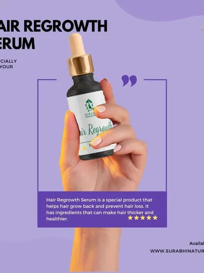 My Hair Regrowth Serum is a special product I created to help hair grow back and prevent further loss. Its ingredients are specifically chosen to make hair thicker and healthier over time.