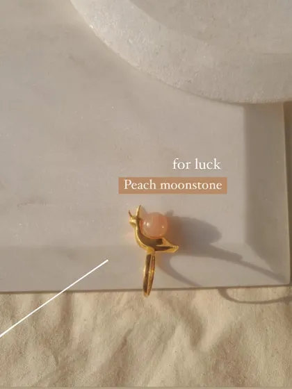 My 'snáil' ring in Peach Moonstone is a beautiful piece for luck and abundance.