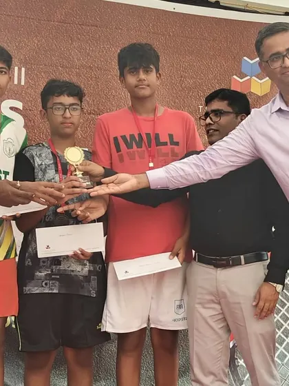 Our U17 Boys team receiving their 1st Runners-up trophy at the CBSE Clusters South Zone competitions. A great team effort and a proud moment.