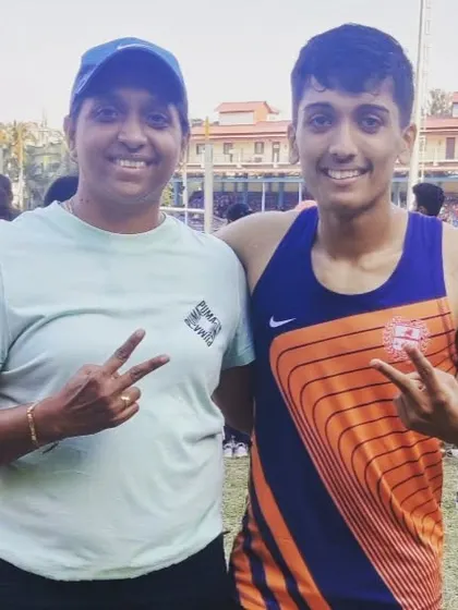 Celebrating a national victory with my athlete Jason Castelino. His performance in the sprint relay at the Junior Nationals was outstanding, and I am incredibly proud of his achievement.