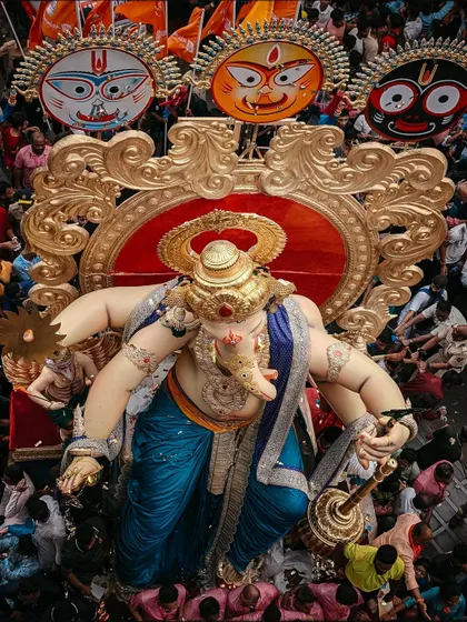 For me, event photography is about getting right into the heart of the energy. This shot of Chinchpoklicha Chintamani's arrival procession captures the sheer scale and devotion of the Ganesh Chaturthi festival, a moment where the entire city feels connected.
