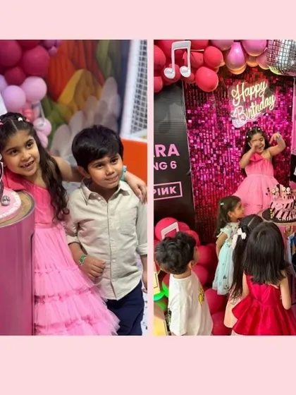 The birthday girl, Chiaara, celebrating with her friends at her stylish Blackpink-themed party.