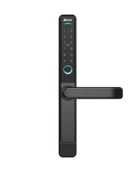 A clean, front-facing product shot of the OZ-FDL-33 narrow-style digital lock. Its slim profile is specifically designed for sliding doors or doors with narrow frames.