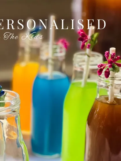 We make sure every guest feels special, no matter their age. Our vibrant kids' corner features a delightful array of colorful mocktails, served in fun bottles with decorative straws for our youngest VIPs.