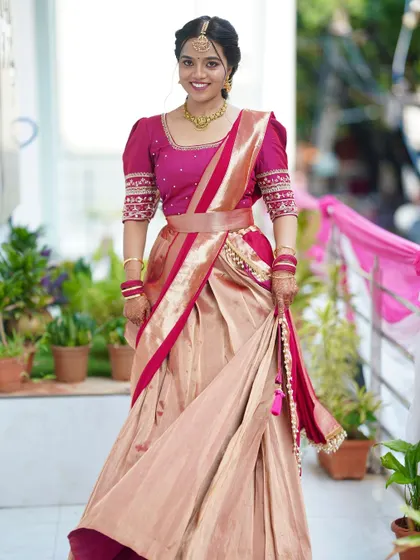 A bright and joyful shot. The makeup is designed to look fresh and radiant, perfect for a daytime event and capturing the happiness of the moment.