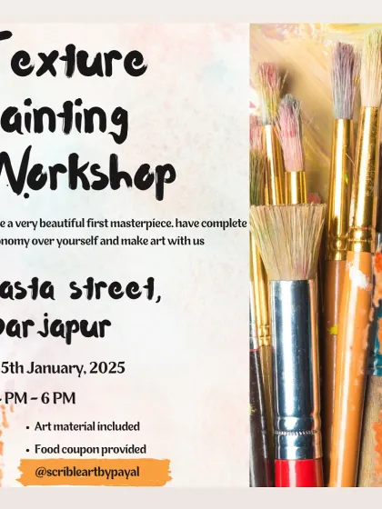 Join our Texture Painting Workshop at Pasta Street, Sarjapur, and create your first masterpiece.
