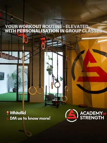 Your workout routine, elevated. This is our Whitefield space, designed to provide personalization even in group classes. DM us to know more.