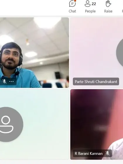 A screenshot from our live virtual French training for Larsen & Toubro, Chennai. Our online platform connects teams across different cities, providing a seamless and effective learning experience.
