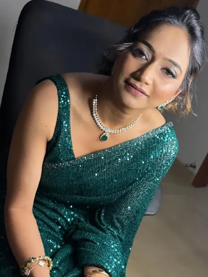 The final look, with the client looking elegant and ready for her event.