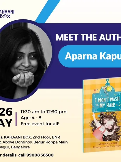 This is the official poster for our free author meet and greet with Aparna Kapur. We make our events accessible to all to encourage a wider love for reading.