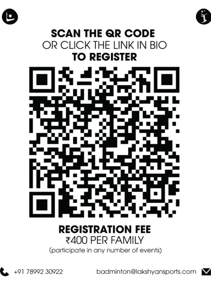 The registration details for our family badminton day, making it easy for everyone to join in the fun.