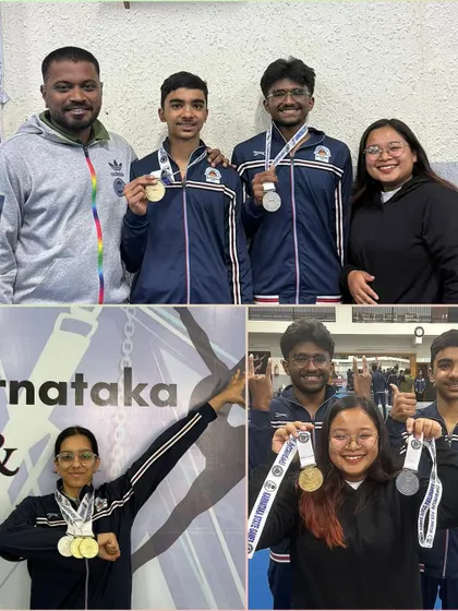 More moments of triumph from various competitions, showcasing our gymnasts with their medals, trophies, and proud coaches.