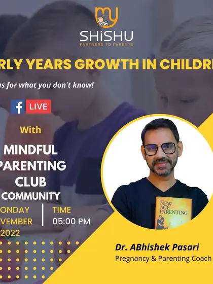 An event poster for my Facebook Live session with the Mindful Parenting Club on "Early Years Growth in Children."
