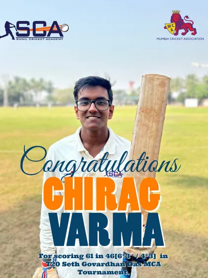 Congratulations to Chirag Varma for his quickfire 61 off 46 balls in the T20 Seth Govardhan Das MCA Tournament.