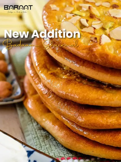 Indulge in the royal flavours of our Badaam Sheermal, a traditional sweet bread enriched with almonds for a decadent bite.