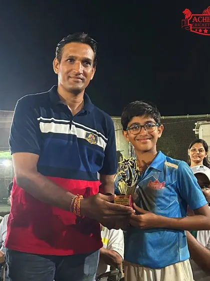 One of our U-11 champions receiving his award for an outstanding contribution during the tournament.