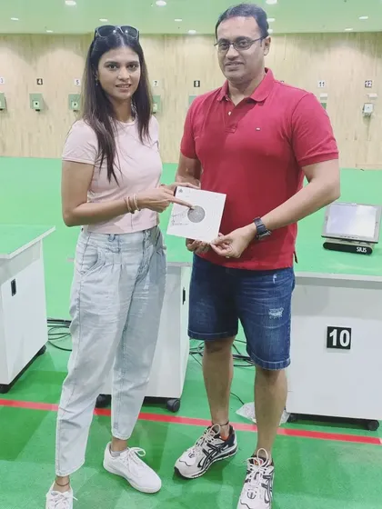 Posing with badminton champion Trupti Murgunde and her first target sheet. It's always a privilege to share the sport with athletes who understand the dedication it takes to compete at the highest level.