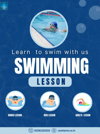 We believe swimming is a life skill for everyone. This graphic outlines our specialized swimming lessons, with dedicated programs for babies, kids, and adults, ensuring a perfect starting point for any age or skill level.