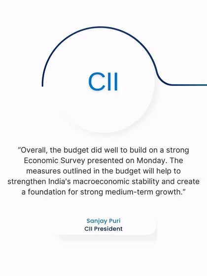 The Confederation of Indian Industry (CII) offers its view on the budget's role in strengthening macroeconomic stability. This informs our strategic advice to corporate clients on long term tax planning.