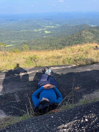 Lying on a rock and gazing at the sky, a perfect way to relax.