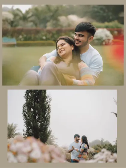 A diptych showing both the playful and serene moments of a pre-wedding shoot. We aim to provide a variety of shots that tell a complete story of your relationship.