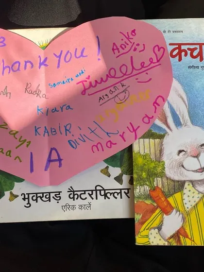 To celebrate World Mother Language Day, I read stories in Hindi to students. It was a joy to see their faces light up, and this sweet thank you note from them truly made my day.