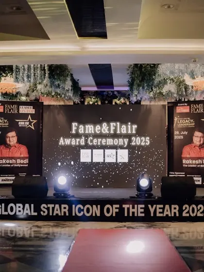 The main stage of the Fame & Flair Award Ceremony, an event planned and executed by our students. They learn to manage stage design, lighting, and overall event production.