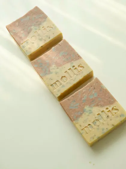 A trio of terrazzo-style soaps, full of color and character.