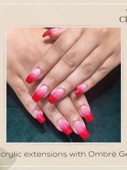 Red ombré acrylic extensions for the win. This fiery look is bold, glamorous, and perfect for making a statement.
