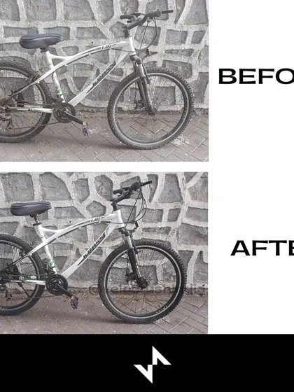 The complete before and after of the Kross MTB. After a full strip down, soap water wash, and component overhaul, the bike looks and performs like it's new again.